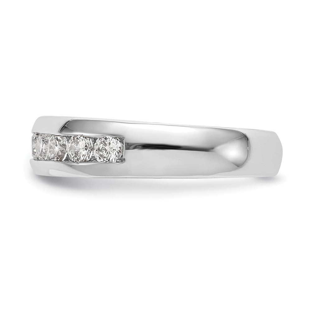 1.05ct. CZ Solid Real 14K White Gold 9-Stone Channel Wedding Band Ring