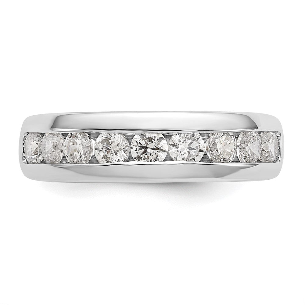 1.05ct. CZ Solid Real 14K White Gold 9-Stone Channel Wedding Band Ring