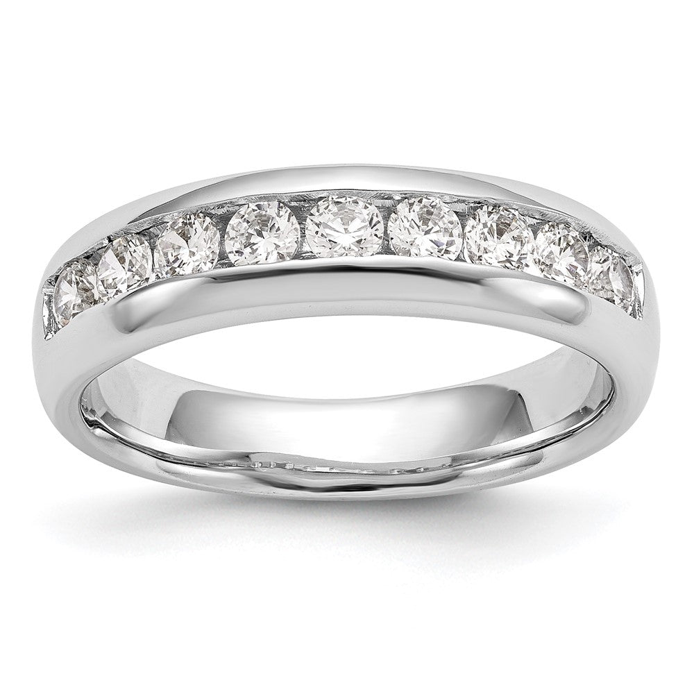 1.05ct. CZ Solid Real 14K White Gold 9-Stone Channel Wedding Band Ring