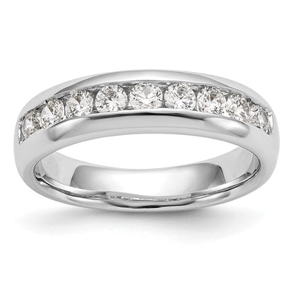 1.05ct. CZ Solid Real 14K White Gold 9-Stone Channel Wedding Band Ring