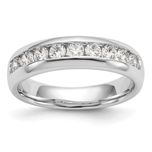 1.05ct. CZ Solid Real 14K White Gold 9-Stone Channel Wedding Band Ring