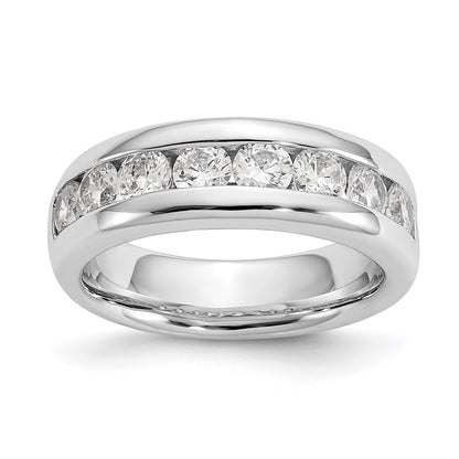 1.38ct. CZ Solid Real 14K White Gold 9-Stone Channel Wedding Band Ring