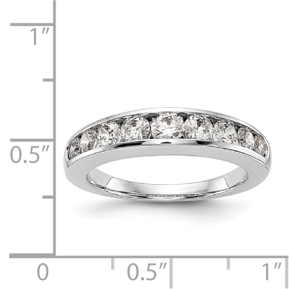 1.00ct. CZ Solid Real 14K White Gold 9-Stone Channel Wedding Band Ring