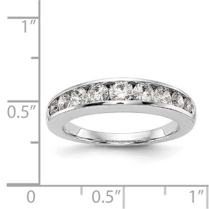 1.00ct. CZ Solid Real 14K White Gold 9-Stone Channel Wedding Band Ring