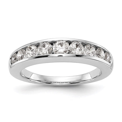 1.00ct. CZ Solid Real 14K White Gold 9-Stone Channel Wedding Band Ring