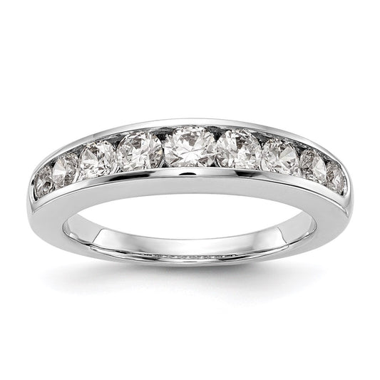 1.00ct. CZ Solid Real 14K White Gold 9-Stone Channel Wedding Band Ring