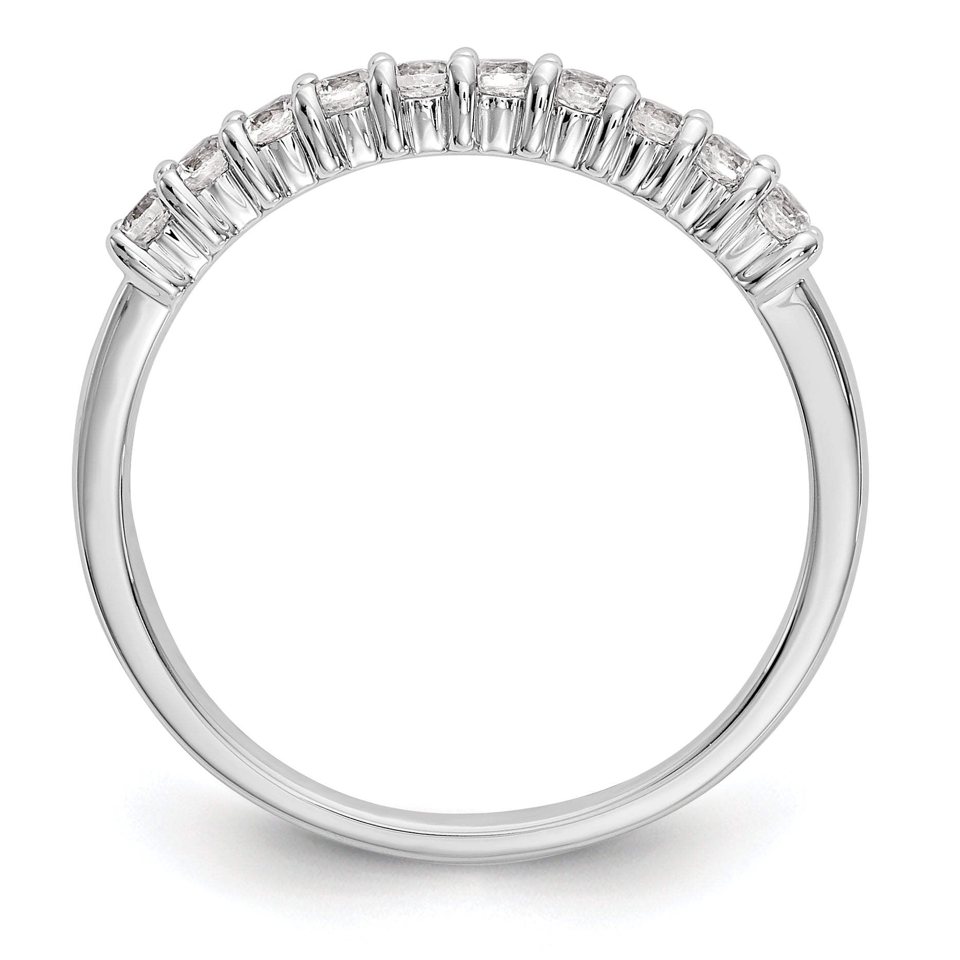 0.28ct. CZ Solid Real 14K White Gold 10-Stone Wedding Band Ring