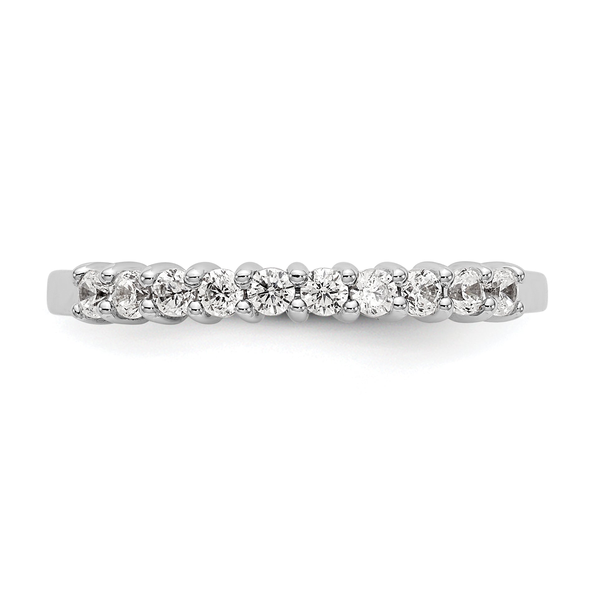 0.28ct. CZ Solid Real 14K White Gold 10-Stone Wedding Band Ring