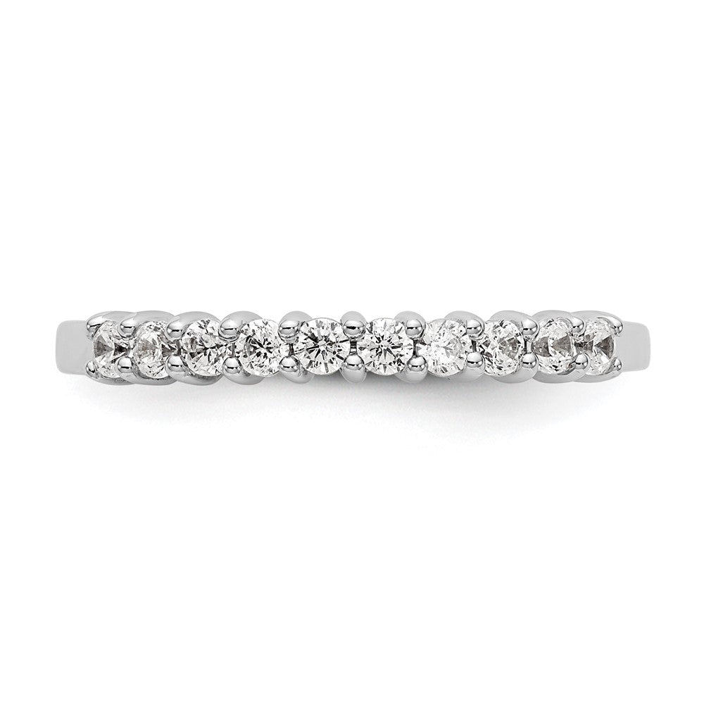 14k White Gold 11-Stone Shared Prong 1/3 carat Complete Round Diamond Band