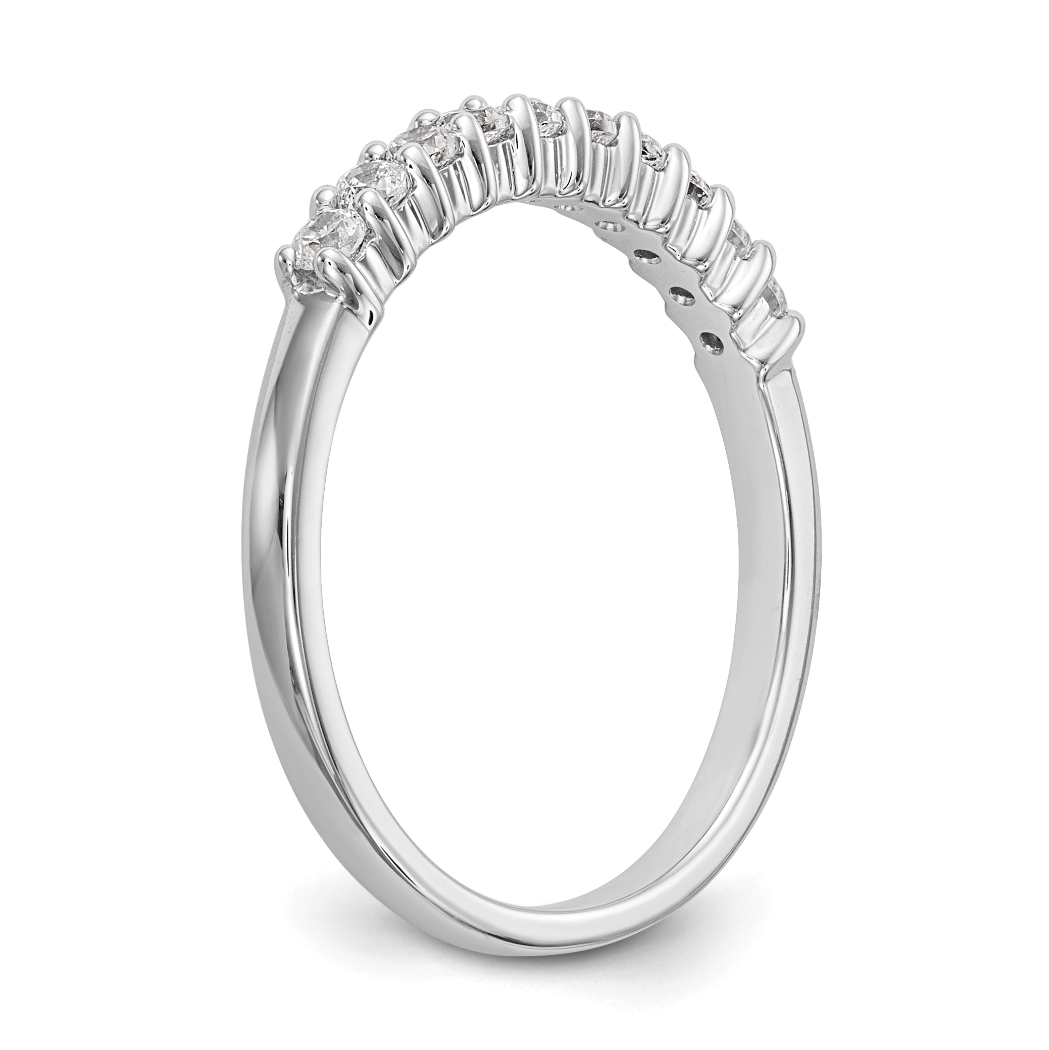 0.28ct. CZ Solid Real 14K White Gold 10-Stone Wedding Band Ring