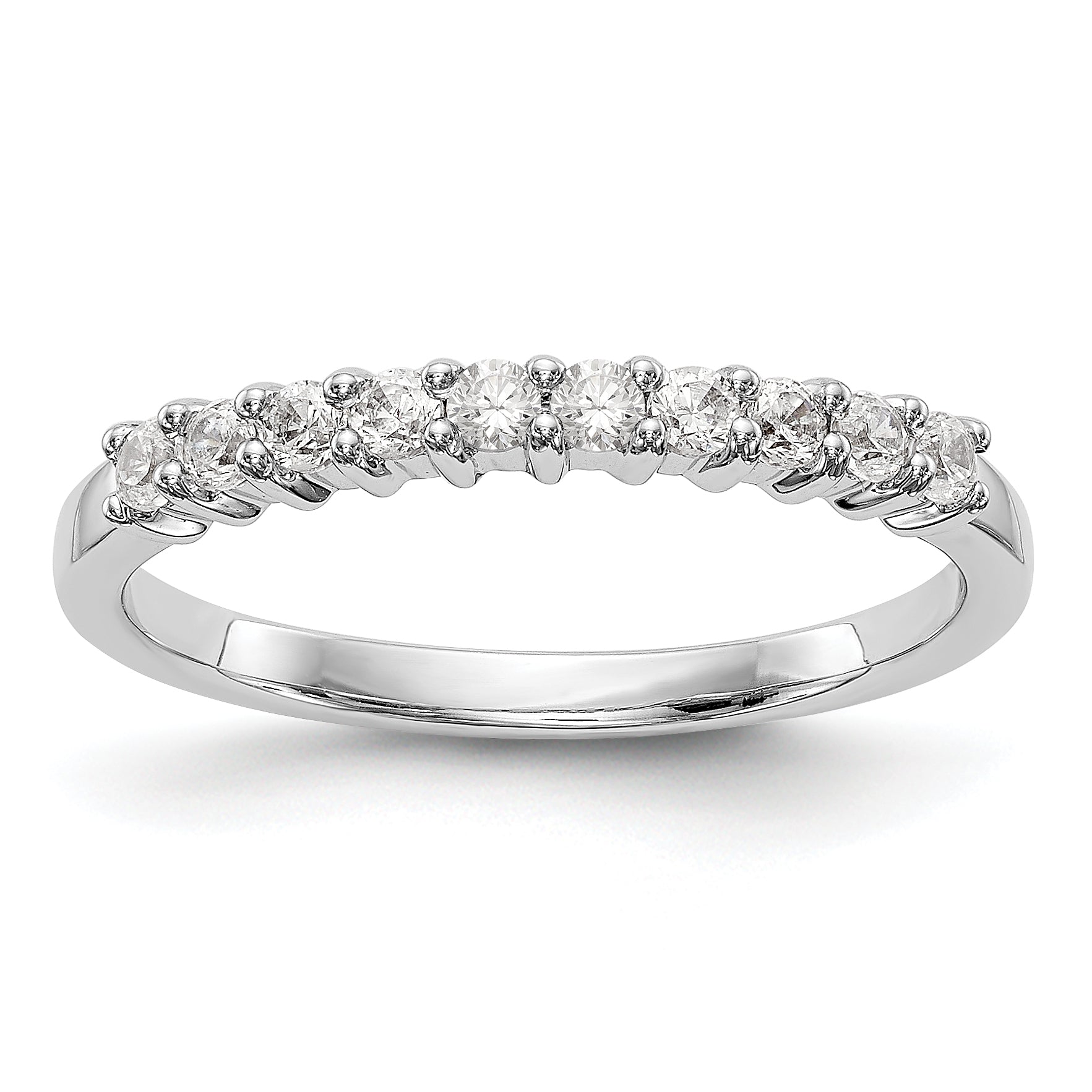 0.28ct. CZ Solid Real 14K White Gold 10-Stone Wedding Band Ring
