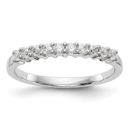 0.28ct. CZ Solid Real 14K White Gold 10-Stone Wedding Band Ring