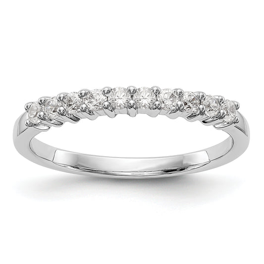 0.28ct. CZ Solid Real 14K White Gold 10-Stone Wedding Band Ring