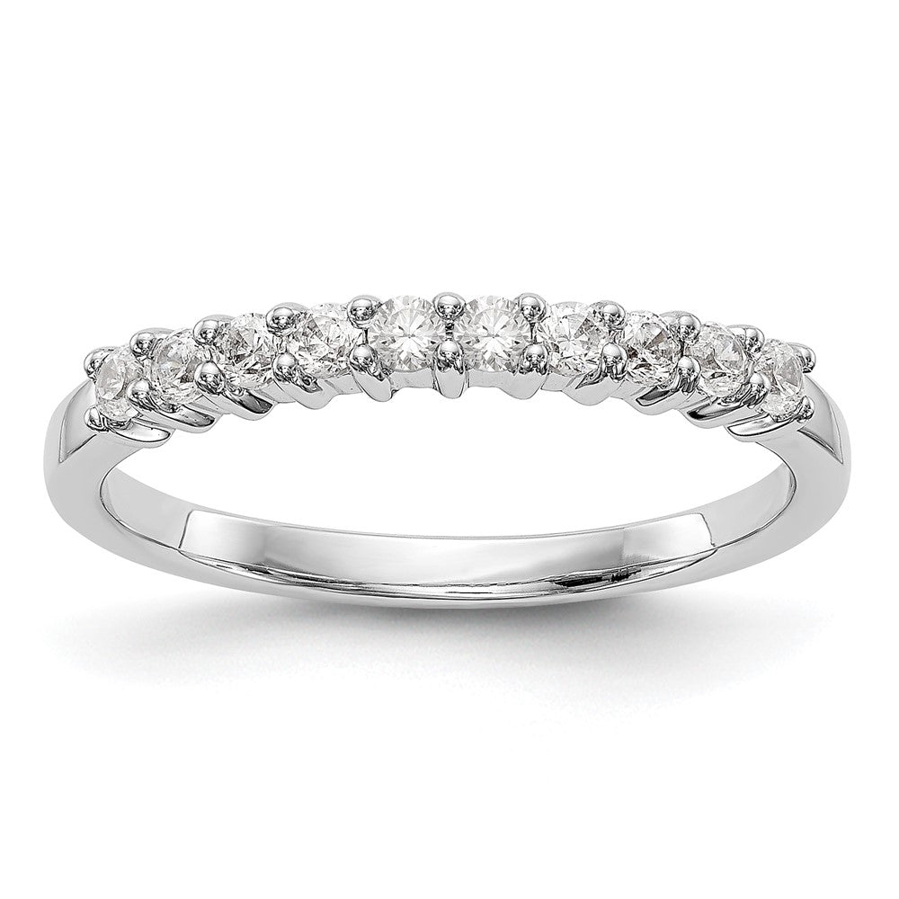 0.28ct. CZ Solid Real 14K White Gold 10-Stone Wedding Band Ring