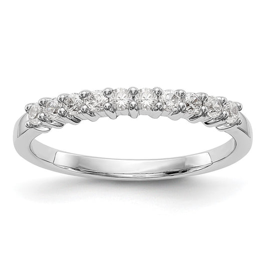 14K White Gold 10-Stone Real Diamond Band