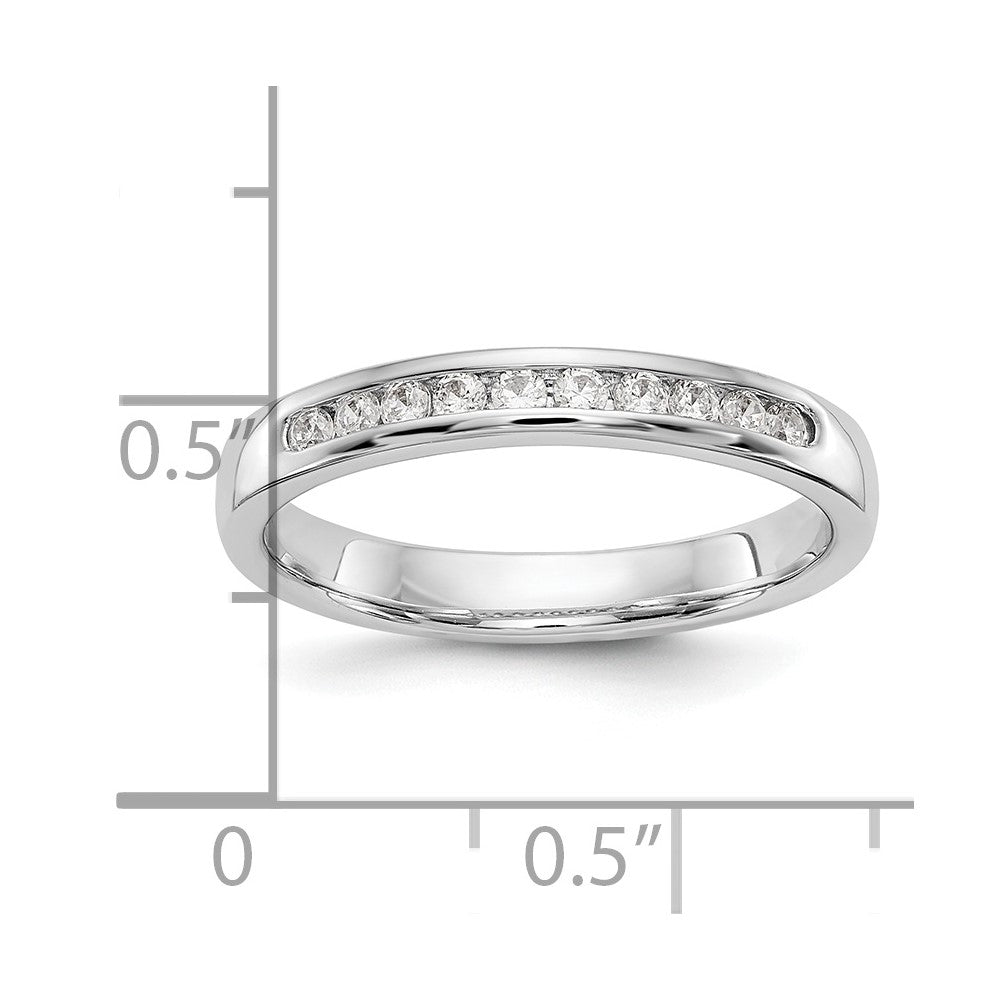 14K White Gold 10-Stone Real Diamond Channel Band