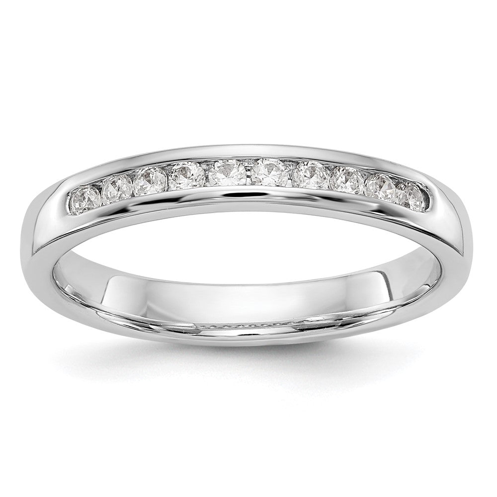 0.20ct. CZ Solid Real 14K White Gold 10-Stone Channel Wedding Band Ring
