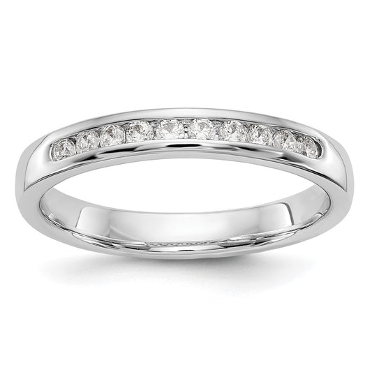 14K White Gold 10-Stone Real Diamond Channel Band