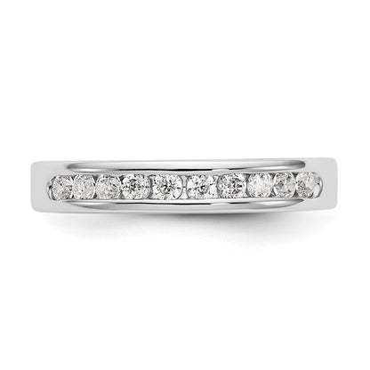 14K White Gold 10-Stone Real Diamond Channel Band