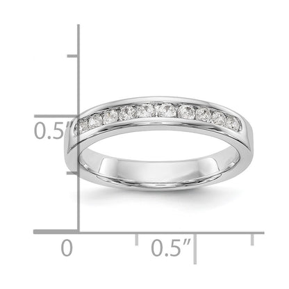 14K White Gold 10-Stone Real Diamond Channel Band