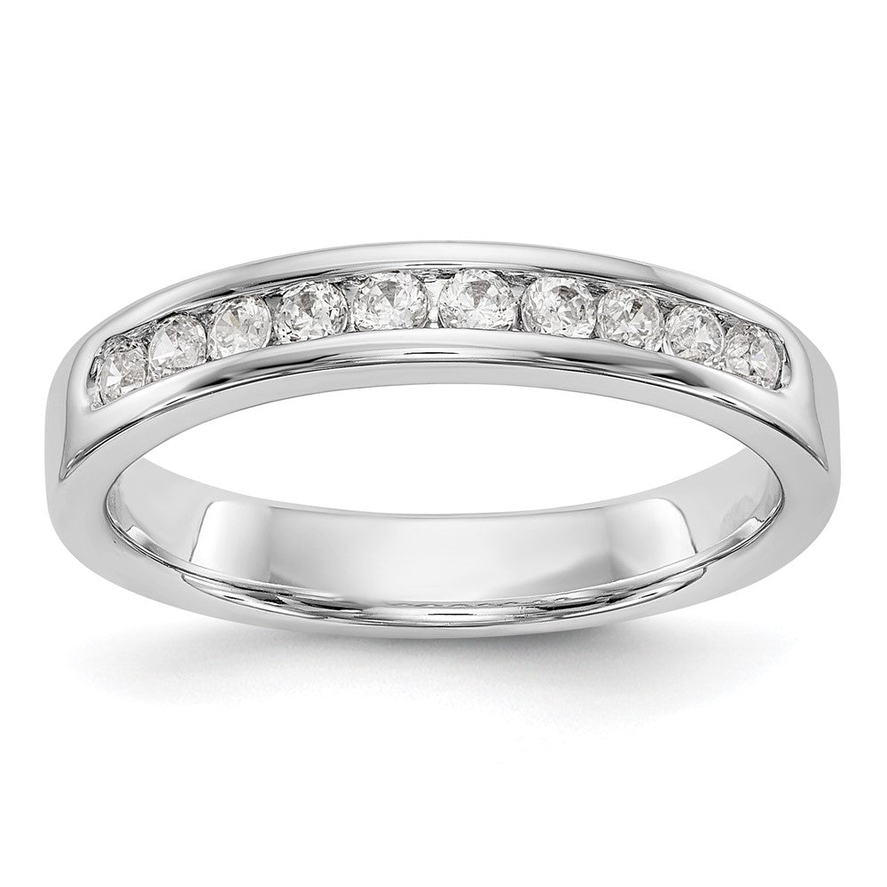 0.35ct. CZ Solid Real 14K White Gold 10-2mm Stone Channel Wedding Band Ring
