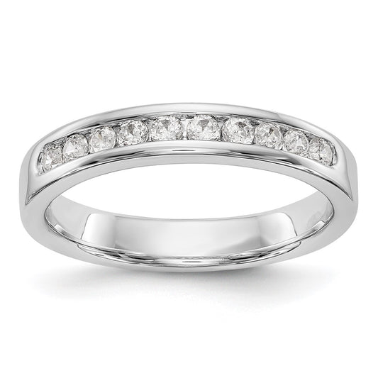 14K White Gold 10-Stone Real Diamond Channel Band