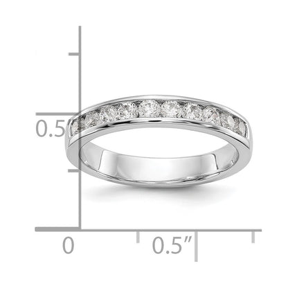 0.52ct. CZ Solid Real 14K White Gold 10-Stone Channel Wedding Band Ring