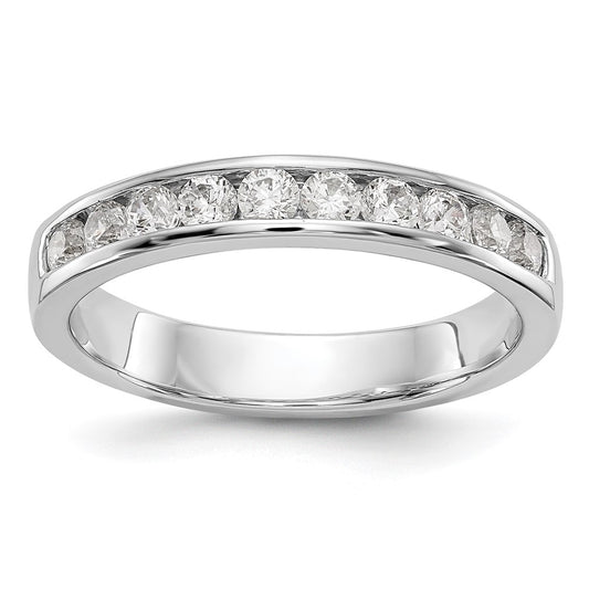 14K White Gold 10-Stone Real Diamond Channel Band