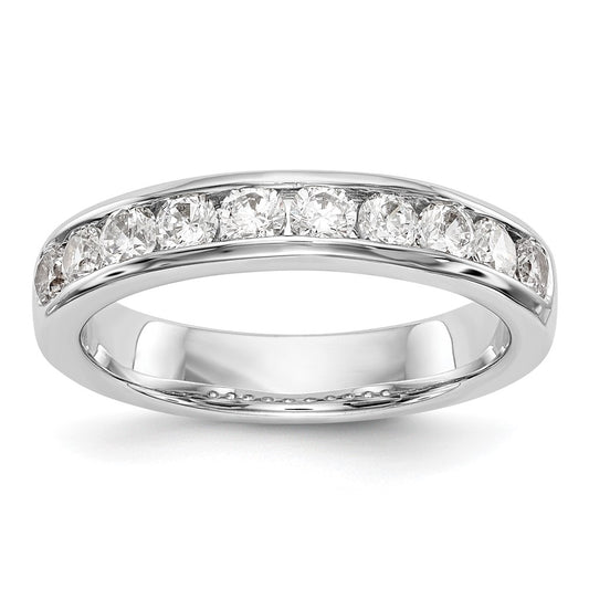 0.79ct. CZ Solid Real 14K White Gold 10-Stone Channel Wedding Band Ring