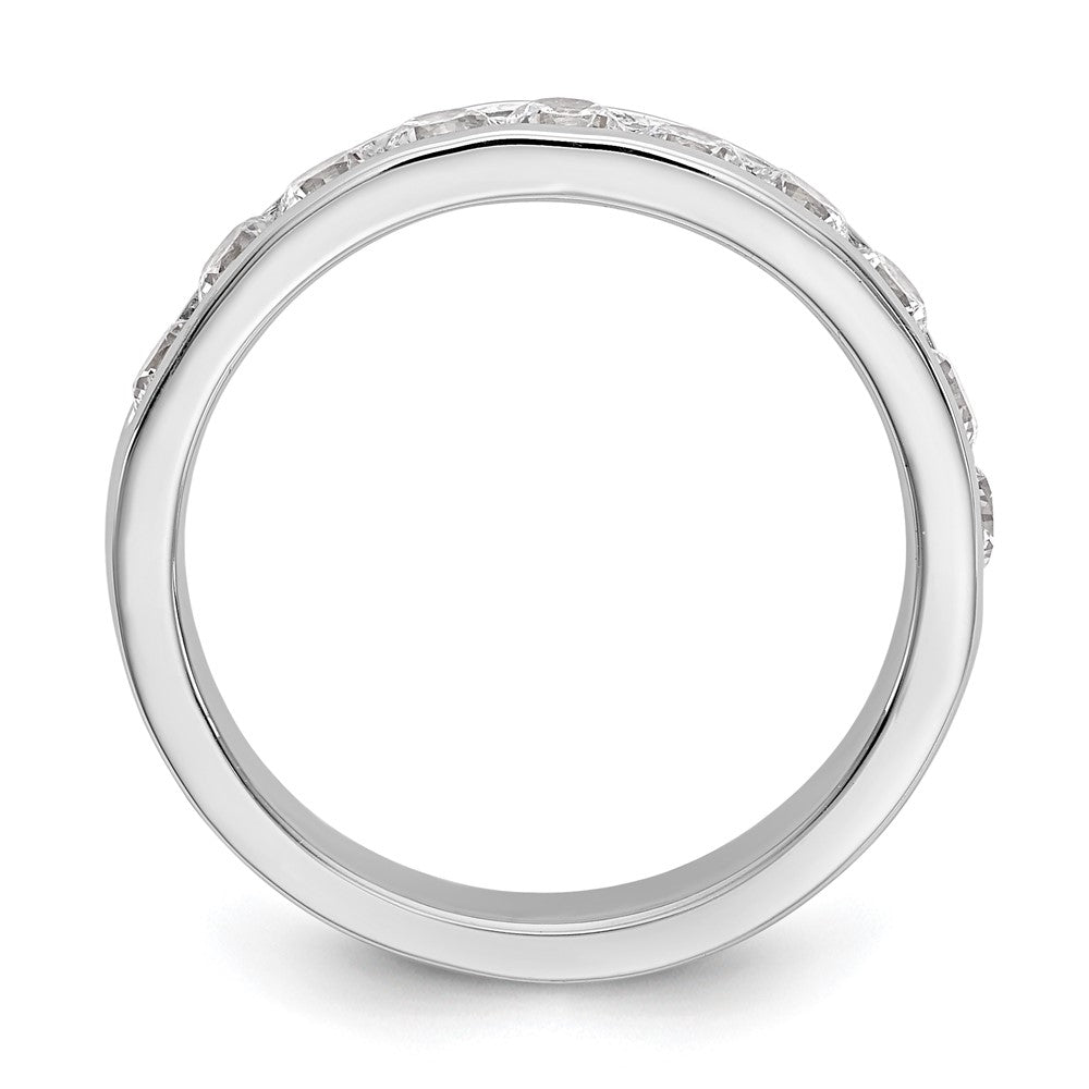 14K White Gold 10-Stone Real Diamond Channel Band