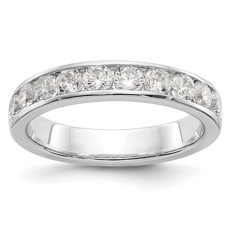 14K White Gold 10-Stone Real Diamond Channel Band