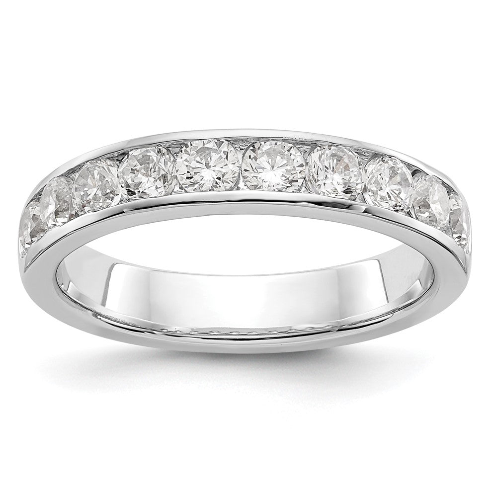 0.93ct. CZ Solid Real 14K White Gold 10-Stone Channel Wedding Band Ring