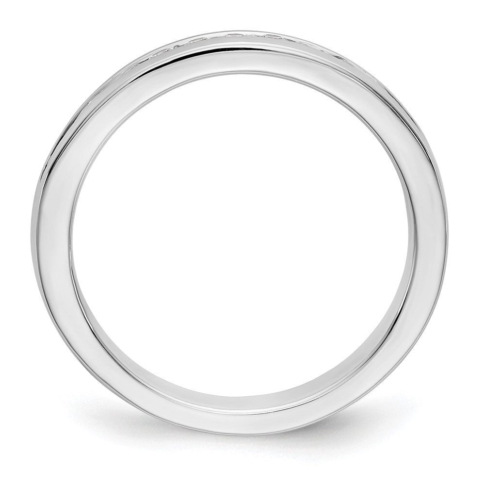 14K White Gold 10-Stone Real Diamond Channel Band