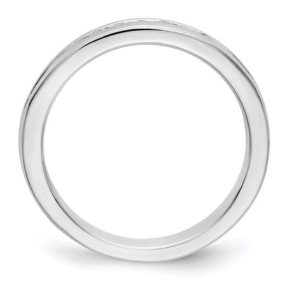 14K White Gold 10-Stone Real Diamond Channel Band