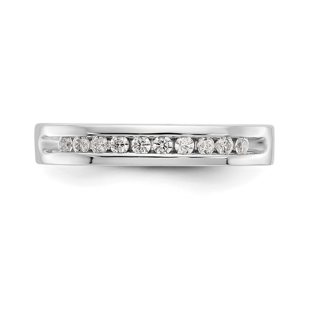 14K White Gold 10-Stone Real Diamond Channel Band