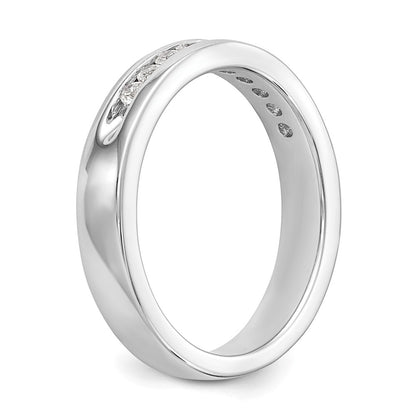 14K White Gold 10-Stone Real Diamond Channel Band