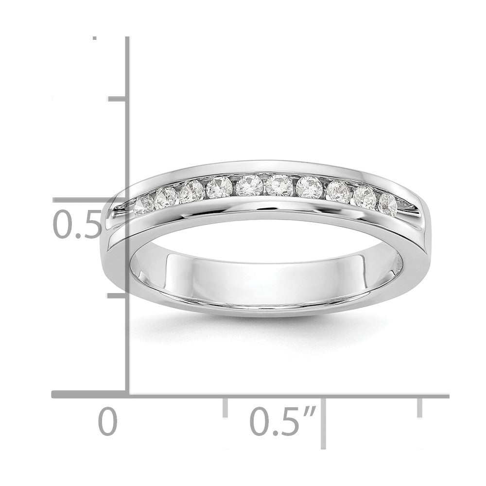 14K White Gold 10-Stone Real Diamond Channel Band