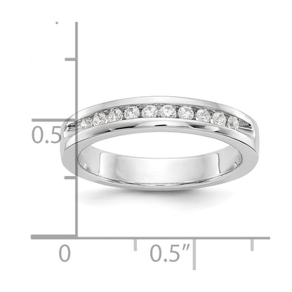 14K White Gold 10-Stone Real Diamond Channel Band