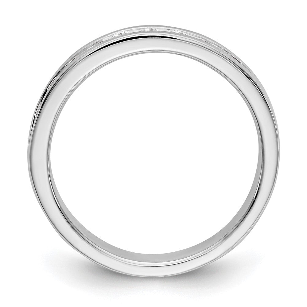 14K White Gold 10-Stone Real Diamond Channel Band
