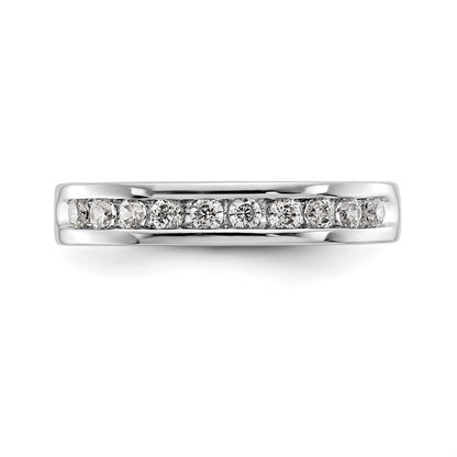 14K White Gold 10-Stone Real Diamond Channel Band