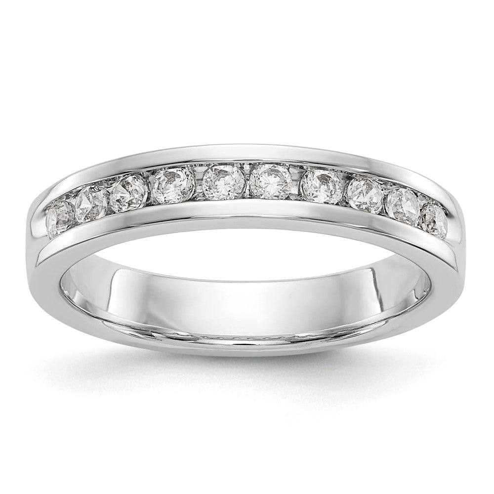 0.35ct. CZ Solid Real 14K White Gold 10-Stone Channel Wedding Band Ring