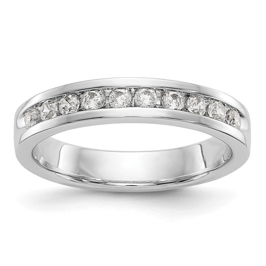 0.35ct. CZ Solid Real 14K White Gold 10-Stone Channel Wedding Band Ring