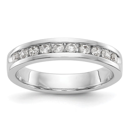 14K White Gold 10-Stone Real Diamond Channel Band