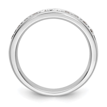 14K White Gold 10-Stone Real Diamond Channel Band