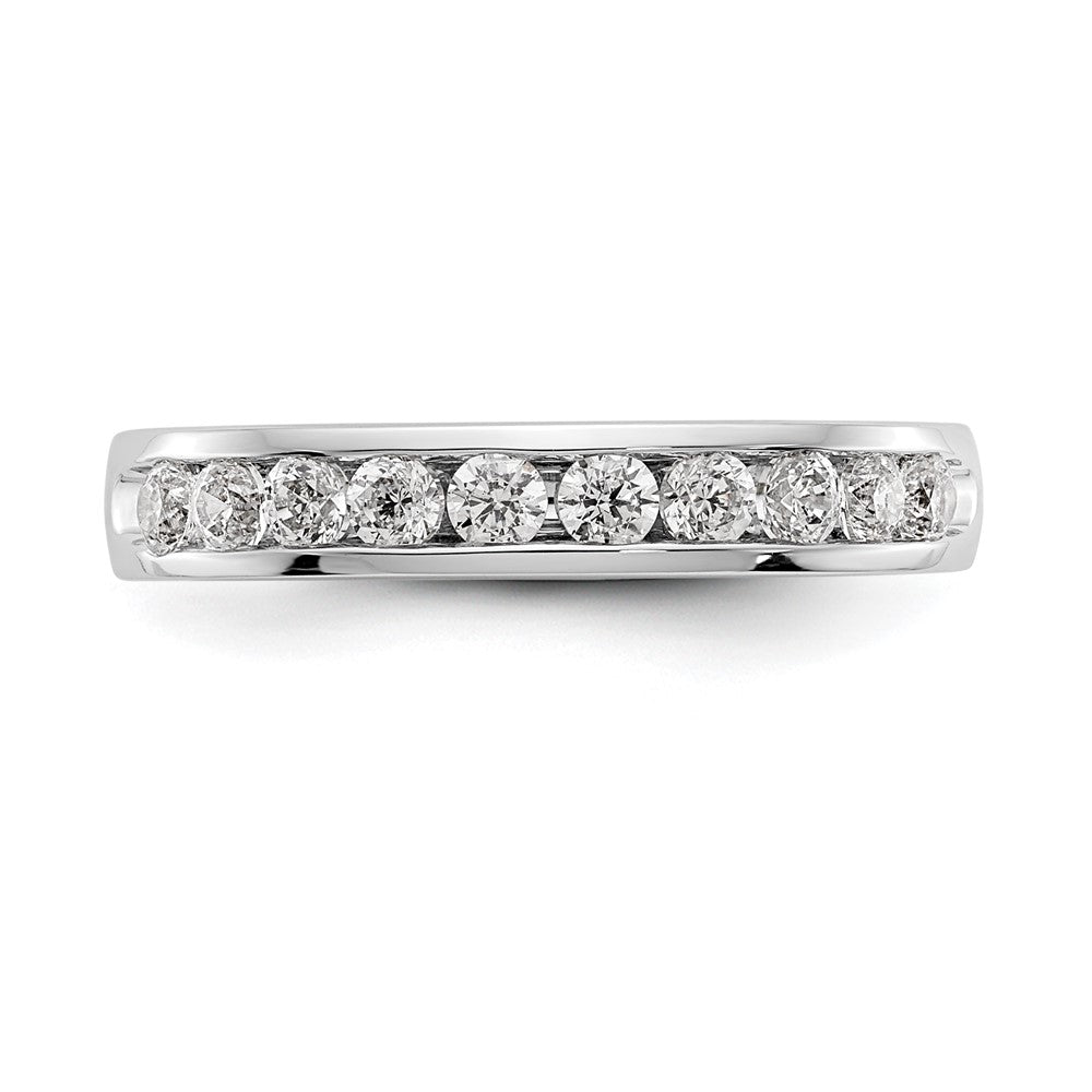 14K White Gold 10-Stone Real Diamond Channel Band