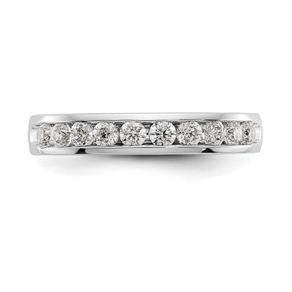 14K White Gold 10-Stone Real Diamond Channel Band