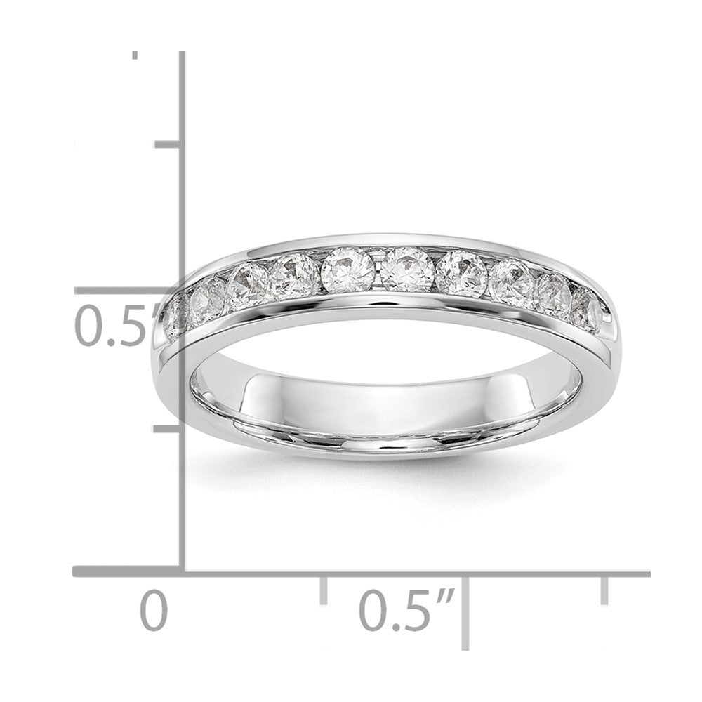 14K White Gold 10-Stone Real Diamond Channel Band