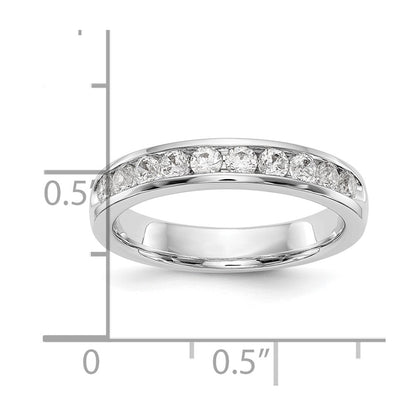 14K White Gold 10-Stone Real Diamond Channel Band