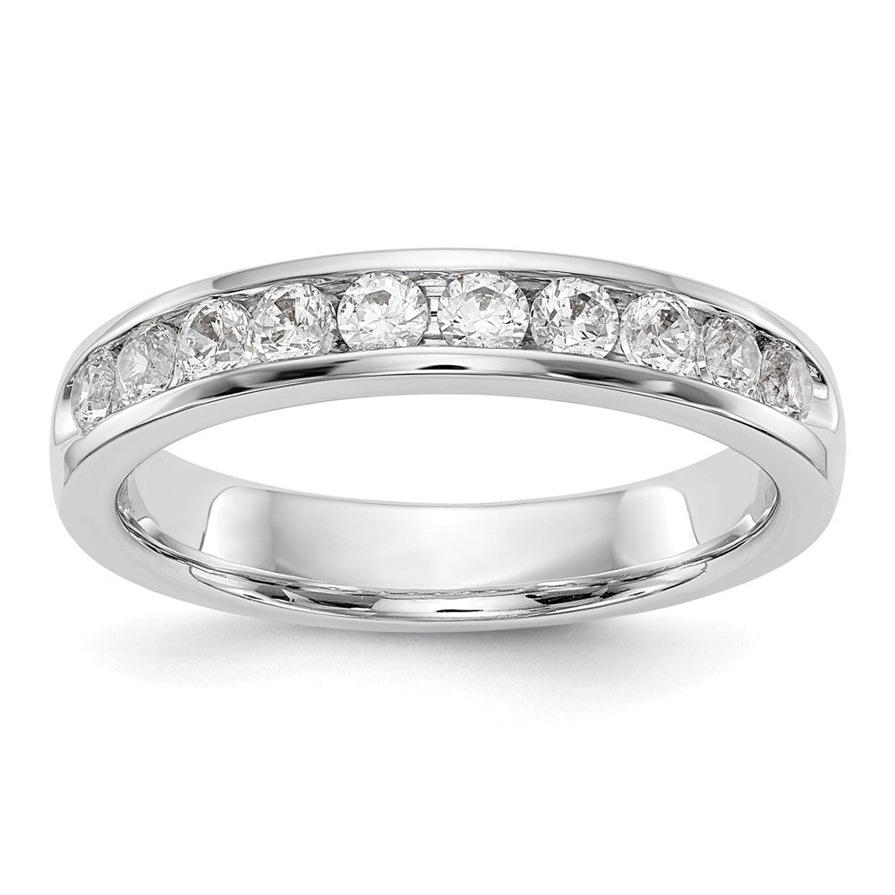0.52ct. CZ Solid Real 14K White Gold 10-Stone Channel Wedding Band Ring