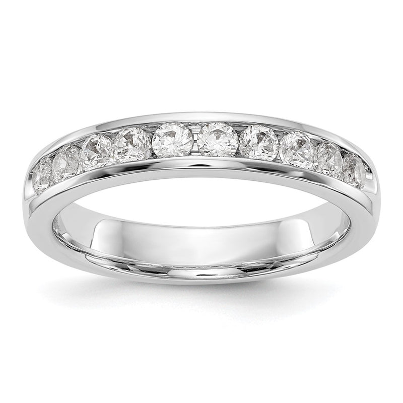 14K White Gold 10-Stone Real Diamond Channel Band
